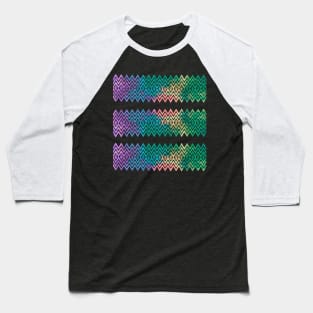 Colourful Purple and Green Zigzag Silhouette Digital Art Baseball T-Shirt